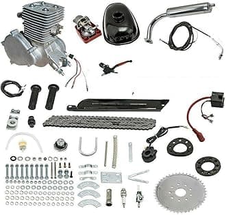 100cc Bicycle Engine Kit, 2 Stroke Motorized Bicycle Engine Kit, Air-Cooling Petrol Gas Motor Engine Kit, Bicycle Motor Kit for 26-28" Bikes (Upgraded)