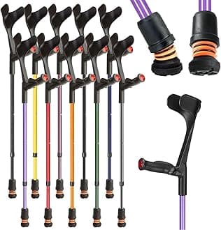 Flexyfoot Shock Absorbing Comfy Grip Adjustable Crutch - Lilac - Left Handed | Improves Safety, Improves Comfort, Reduces Shocks & Jarring