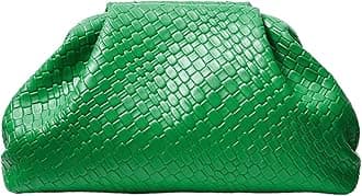 QWINEE Women's Woven Evening Bag Dumpling Clutch Purse No Strap Handbags Elegant Faux PU Leather Clutch Bag