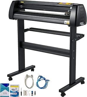 VEVOR Vinyl Cutter Machine, 28 Inch Paper Feed Cutting Plotter Bundle, Adjustable Force & Speed Vinyl Printer, LCD Display Windows Compatible Sign Making kit with Signmaster Software, Supplies, 3 Blad