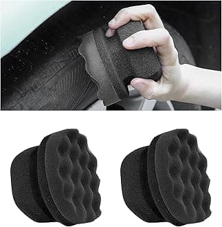 2 PCS Tire Dressing Applicator Pads, Reusable Hex Grip Tire Shine Applicator Polishing Sponge Pads, Wheel Tire Shine Detailing Foam for Most Vehicles, Car Accessories (Black, Small)