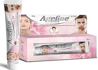 Agefine® L- glutathione/Glycolic Acid & kojic Acid Cream for Face/Skin Whitening/Pigmentation/Darks Spot/Dark Circle & Acne Spots | Anti Aging Cream for Women & Men Daily Use - 20g