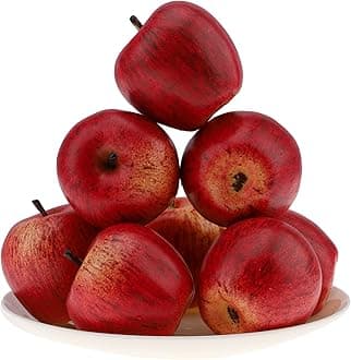 Gresorth 6pcs Fake Red Apple Decoration Artificial Realistic Fruit Display Simulation Ornament for Home Party Christmas - 7cm