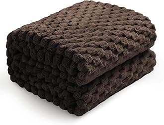Excervent Flannel Fleece Throw Blanket (50x70 inches), Hexagon Jacquard Decorative Fuzzy Blankets for Household, Camping, and Travel, Super Soft Cozy, Suitable for All Seasons, Brown
