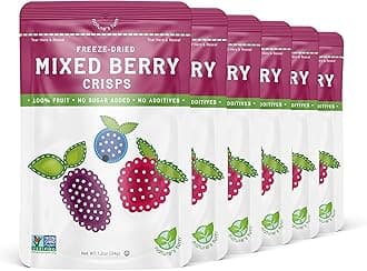 Nature’s Turn Freeze-Dried Mixed Berry Crisps – Healthy, Gluten-Free, Crispy & Delicious, Plant-Based Snack, Ideal for Cereal, Smoothies, School Lunches, & On-the-Go, Bags of 6 (1.2 oz Each)
