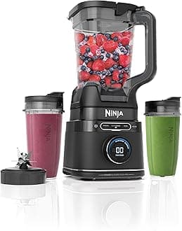 Ninja 2-in-1 Detect Power Blender Pro & Single Serve, 1200W Blender With Jug, & 2x Single Serve Cups, Blend Smoothies, Chop Vegetables & Mix Frozen Drinks, Black, TB301UK
