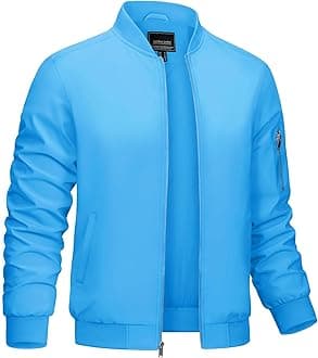 CRYSULLY Men's Bomber Jacket Lightweight Spring Fall Casual Windbreaker Full Zip Outwear Coat
