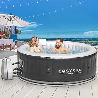 CosySpa Luxury Hot Tub Spa – 40 Degree Quick Heating Inflatable Spa with 130 Air Jet Massage System | 4-6 Person Capacity (Hot Tub + Thermal Cover + Inflatable Lid)