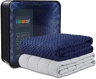 Cooling Weighted Blanket Twin with Removable Cover for Adult,Heavy Blankets 15 lbs, Minky Plush Coolmax Washable Covers Included,Weight Distribution with Premium Glass Beads, 48x72 15 lbs Navy