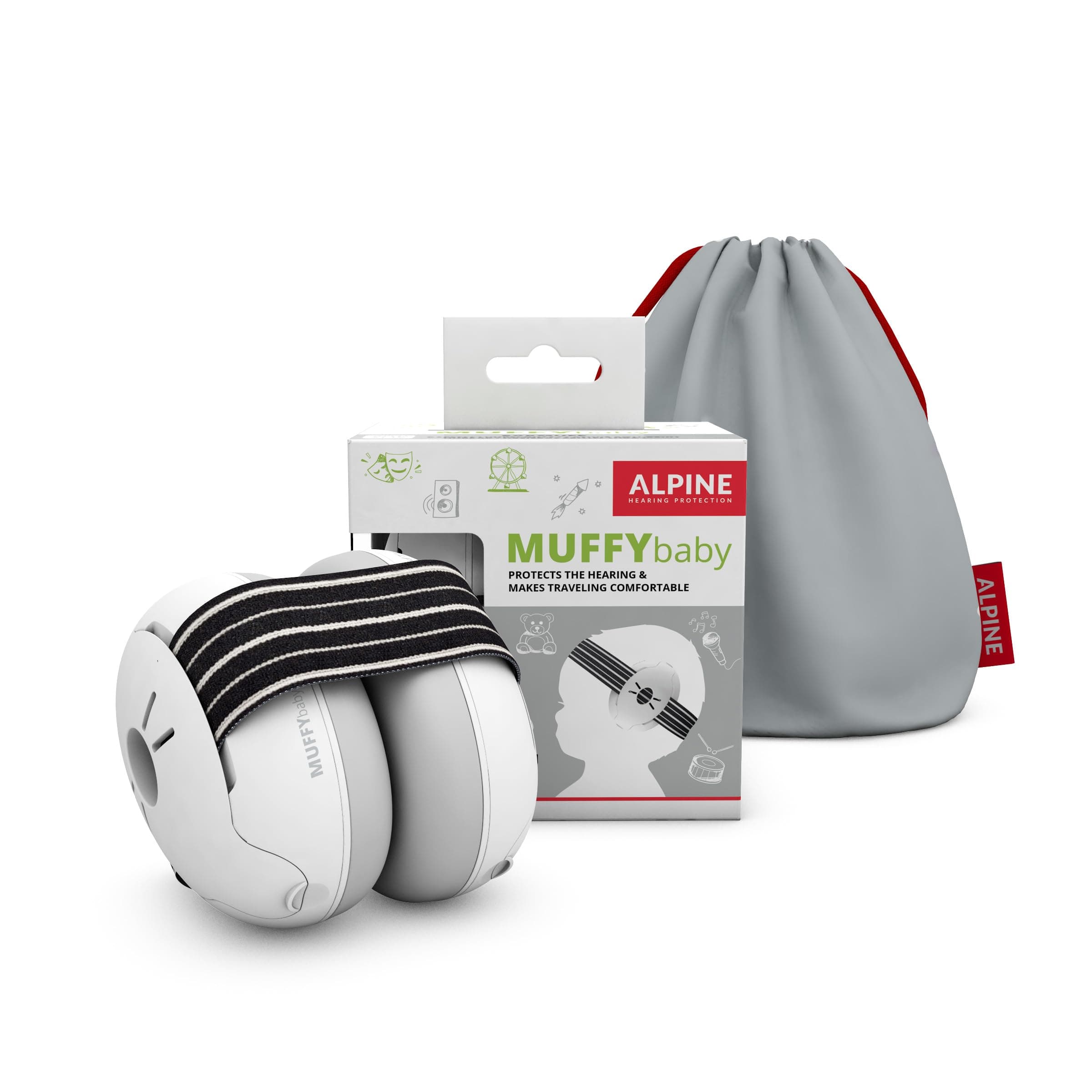 Alpine Muffy Baby Ear Defender for Babies and Toddlers up to 36 Months - CE & UKCA Certified - Noise Reduction Earmuffs - Comfortable Baby Headphones Against Hearing Damage & Improves Sleep - Black