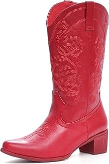IXU Wide Calf Cowboy Boots For Women Pointy Toe Women's Western Boots Cowgirl Boots Mid Calf Boots
