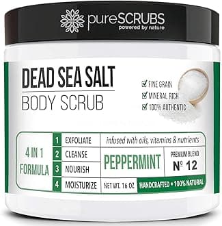 Premium Body Scrub for Strawberry Legs, Keratosis Pilaris (KP) & Ingrown Hairs – 4-in-1 Exfoliating Dead Sea Salt Formula – Smooth Skin, Reduce Razor Bumps & Dark Spots - Large 16oz