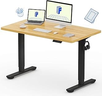 EN1 One-Piece Standing Desk with 1-Inch Thick Desktop, 48"x24" Electric Height Adjustable Desk for Home Office & Multi-Device Workstations, Maple
