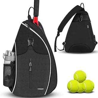 Ytonet Tennis Bag, Tennis Sling Backpack Crossbody Water Resistant for Men Women, Compatible for Pickleball Badminton Rackets