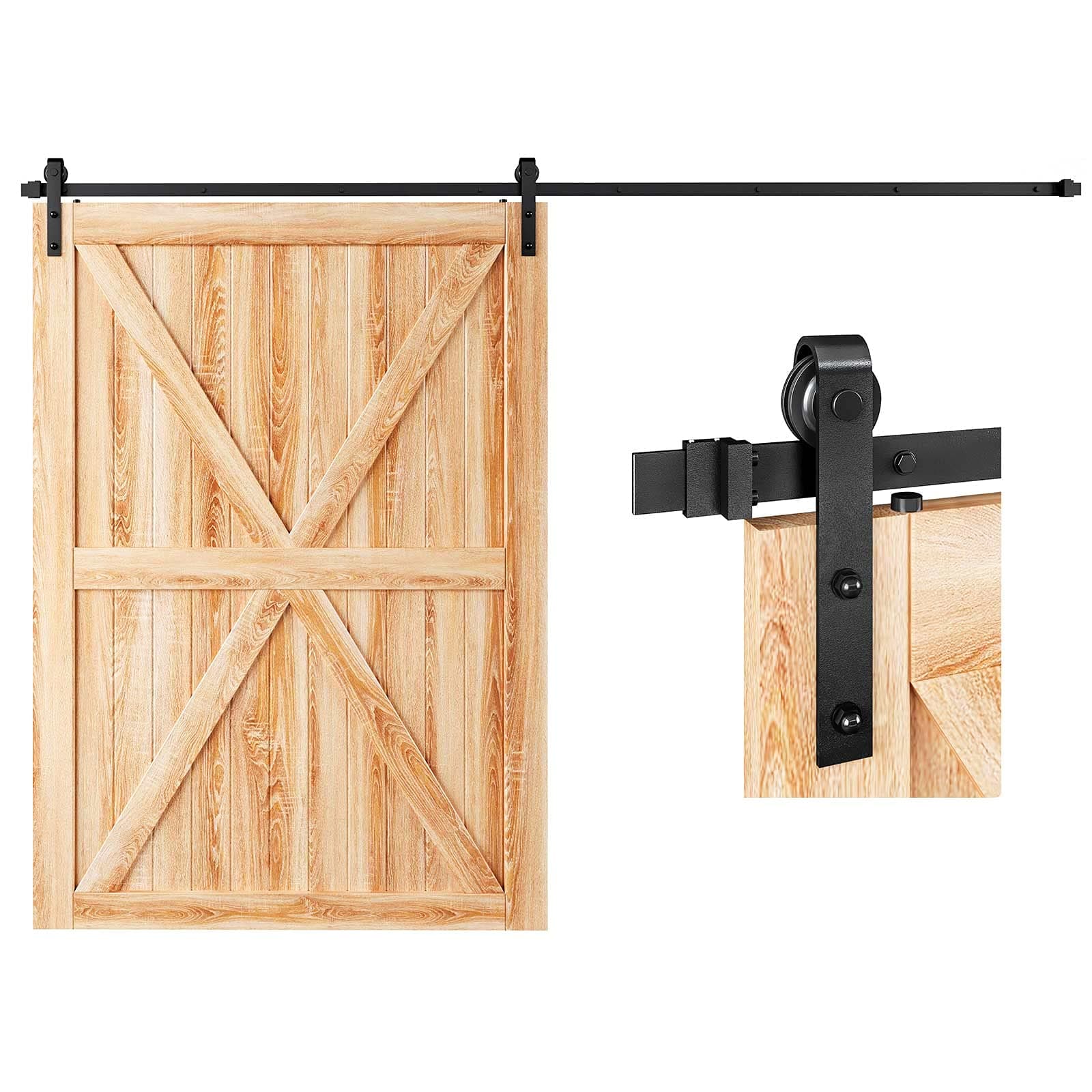 10 FT Sliding Barn Door Hardware Track Kit,Basic J Pulley,Slide Smoothly Quietly,Easy Install (10FT Track Kit for 60" Wide Single Door)