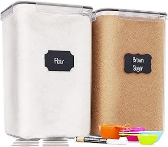 Extra Large Airtight Food Storage Containers with Lids, Pack of 2, 6.5L, 220Oz, Airtight Kitchen and Pantry Bulk Canisters for Flour, Sugar, Rice, and Baking Supplies - Transparent