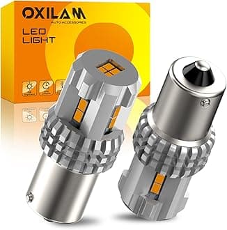 OXILAM Turn Signal Light 1156 LED Bulbs Amber Yellow 2200K Extremely Bright BA15S 1141 1003 7506 LED Bulbs with High Power 12pcs 3020SMD Chipsets, 2 Pack
