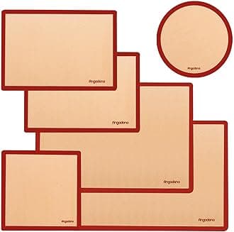 Silicone Baking Mats Set of 6-2 Half Sheets Mats + 2 Quarter Sheet Liner + 1 Round & 1 Square Cake Pan Mat - 100% Nonstick Reusable Silicone Mat- Bake Pastry for Cookie and Macaron