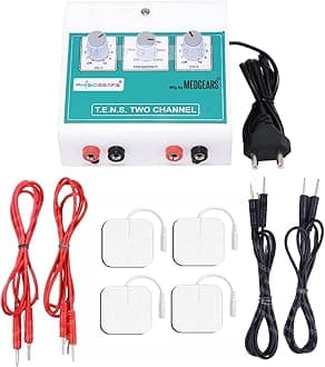 Mini Tens Two Channel Portable Nerve Whole_Body Stimulator Electrotherapy Physiotherapy Compact Machine with One Year Warranty Massager (Self Adhesive Pad), Off White