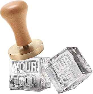 Custom Ice Cube Stamp Ice Branding Bar Stamp with Wood Handle for Cocktails Whiskey Mojito Bar Drink DIY Crafting (5.08cm)