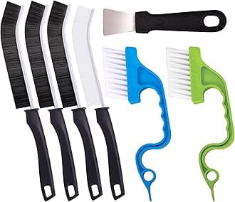 Ginsco Crevice Cleaning Brush, 7 Pcs Hard Bristle Crevice Cleaning Brush, Multifunctional Hand Held Gap Cleaning Brush Kits, Thin Cleaning Tools for Small Corner Window Track Kitchen Bathroom