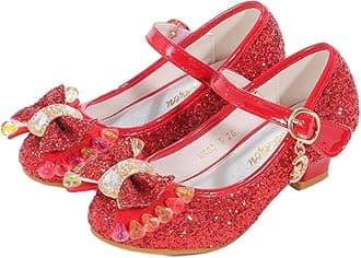 BFOEL Girls Dress Shoes Adorable Sparkle Mary Jane Flats for Wedding Party