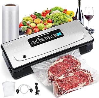 INKBIRD Vacuum Sealer Machine Automatic Sealing 85KPa for Food Preservation Dry & Moist Sealing Modes Built-in Cutter Starter Kit Easy Cleaning Stainless Steel Panel Compact Design INK-VS02 EU Plug
