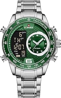 NAVIFORCEWatch for Men Dual Display Digital Quartz Watches Multifunctional Business Stainless Steel Wristwatch
