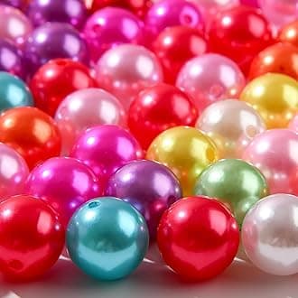 20mm Acrylic Beads 100pcs Color Pearl Bead Chunky Bubblegum Beads for DIY Jewelry Making (Pearl)