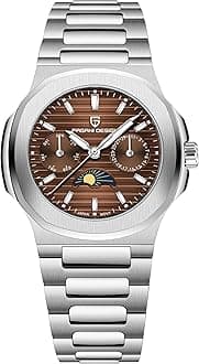 Pagani Design Luxury Women's Quartz Watch Multifunctional Chronograph Moon Phase VX3H Movement Full Stainless Steel Waterproof Luminous Elegant Lady Sport Wristwatch