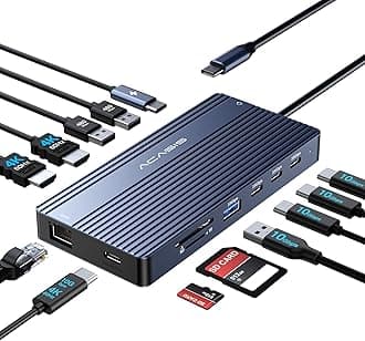 USB C Docking Station Dual Monitor HDMI 4K@60HZ,ACASIS 14 in 1 Laptop Dock with 10Gbps(USB C Video+Data,3*USB C,USB A) Ethernet,100W PD,SD/TF,3.5mm Audio Laptop Docking Station for Dell/HP/Mac pro