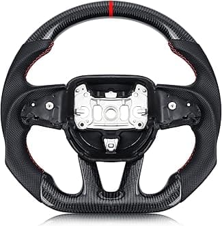 Real Carbon Fiber Steering Wheel For Dodge/Jeep Grand Cherokee/SXT/GT/RT/SRT/HELLCAT D-shaped Nappa Perforated Leather Flat-bottom Steering Wheel