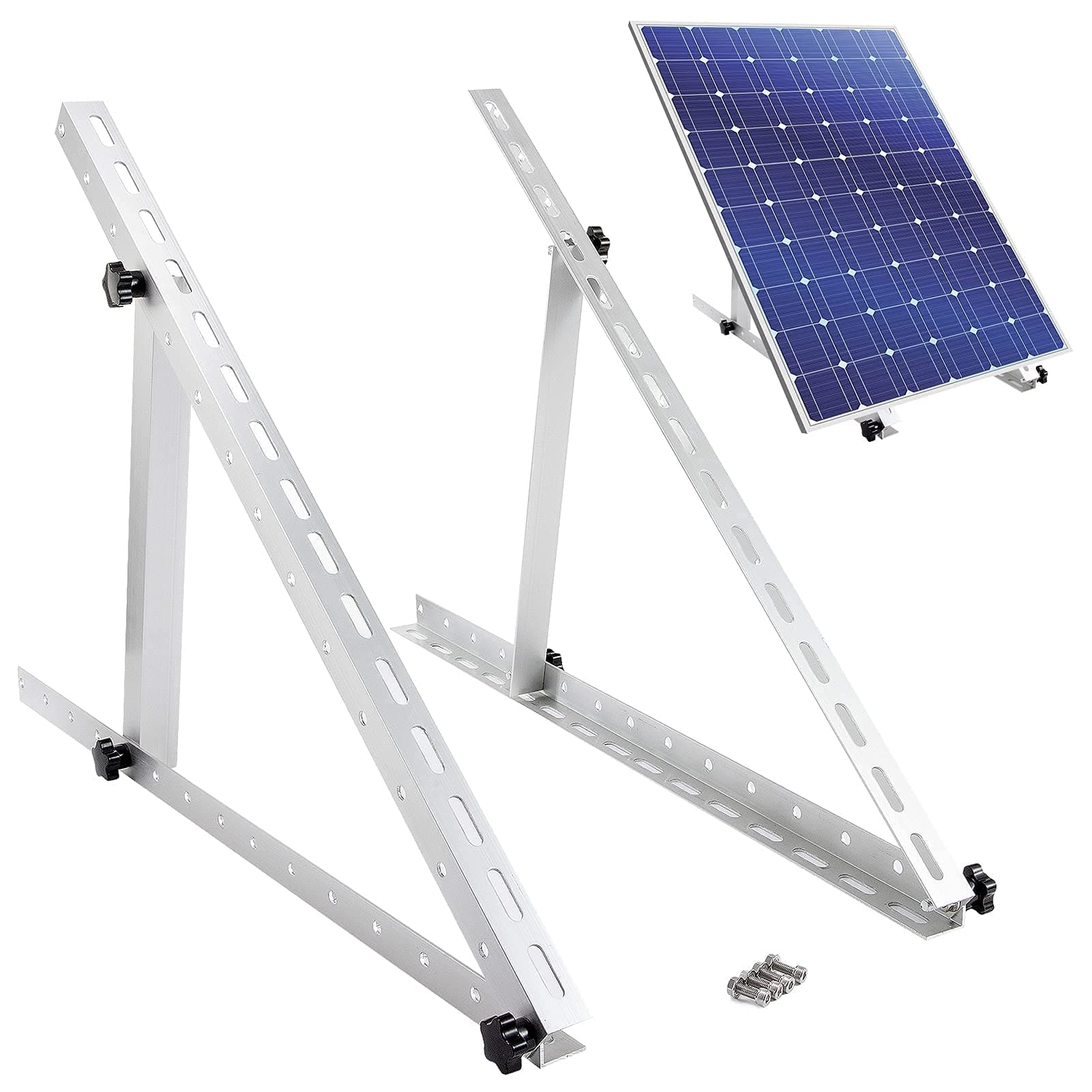 2 Pack Adjustable Solar Panel Tilt Mount Brackets- 28" Folding Mounting Solar Panel Support Frame Heavy Duty Flat Surface Standing Bracket Rack for Wall Boat RV Motorhome Roof On-Grid Off-Grid System