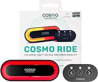Cosmo Ride - Smart Connected Rear Bike Light - Turn Signals, Stop Light, Automatic Fall Detection - Micro-USB Rechargeable LED Bike Light