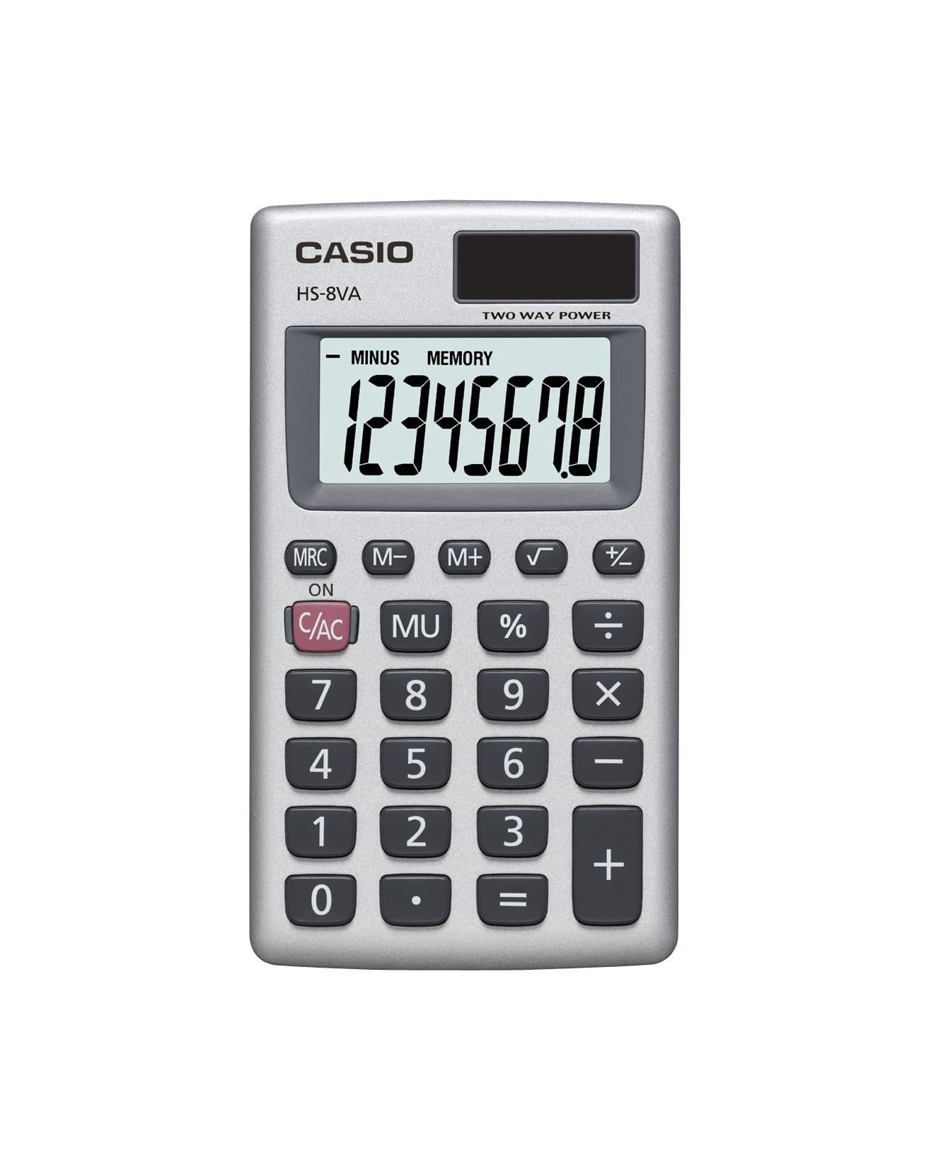 HS 8VA Pocket Calculator Basic Grey White Basic Calculator – Pocket Torch, Pocket Calculator, 8 Digits, Grey White)