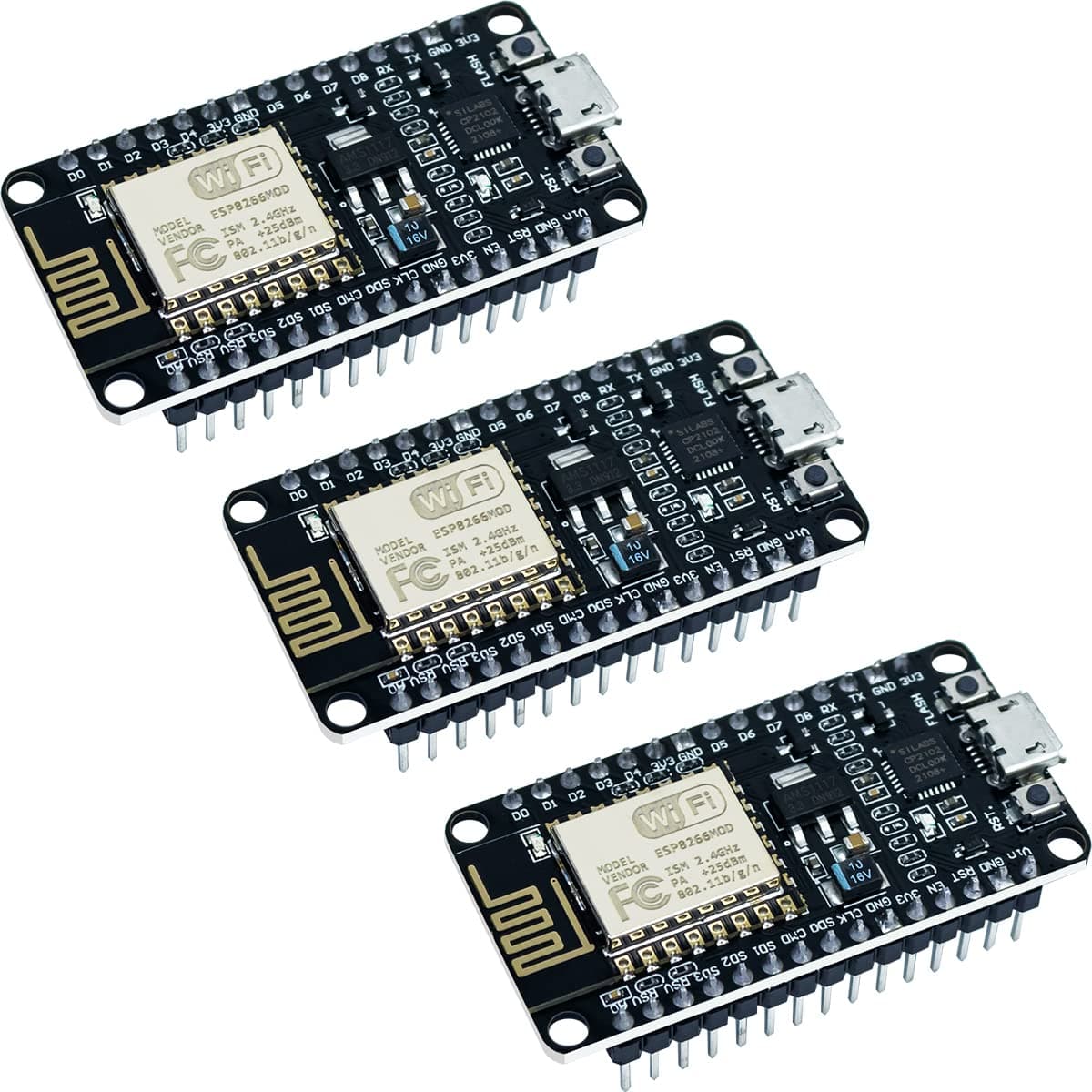 3Pcs ESP8266 ESP-12E CP2102 NodeMCU Lua Wireless Module Development Board for Arduino IDE/Micropython