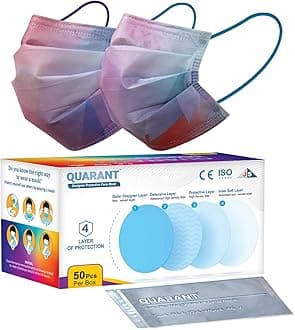 QUARANT Meltblown - Dual SMMS Fabric 4 Ply Designer Protective Face Mask with Nose Clip and Reusable Travel Pouch, Fashion That's Safe (Prism Combo, Pack of 50) for Unisex