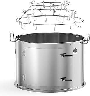 Charkettle Stainless Steel Grill Smoking Kit, with 3-Tier Rib Hanger and Openable Door, Compatible with Weber 22 inch Kettle Grills - Convert Your Kettle into Smoker