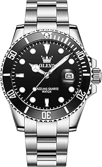 Men's Stainless Steel Watch, Big Face Easy to Read Analog Quartz Dress Watches, Classic Rotating Bezel Waterproof Luminous Hands Date Mens Wristwatch