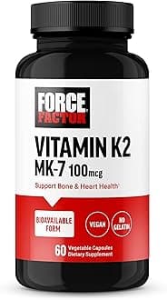 MK-7 Vitamin K2 100mcg, Bone Support Supplements for Women and Men, Support Heart Health, Bone Density, and More, BIoavailable Form, Vegan, Non-GMO, 60 Vegetable Capsules