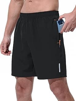 Mens Athletic Shorts Running Shorts Quick Dry Workout Shorts 7"/ 9" Lightweight Gym Basketball Shorts Zipper Pockets
