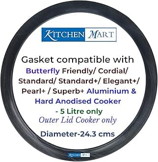 Kitchen Mart Gasket compatible with Butterfly Outer Lid Pressure cooker (For Aluminium & Hard Anodised Cookers, 5 Litres)