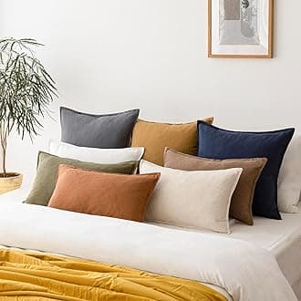 Foindtower Pack of 2, Decorative Linen Soild Throw Pillow Covers Soft Accent Square Cushion Case Boho Farmhouse Pillowcase for Chair Couch Sofa Bedroom Living Room Home Decor 20 x 20 Inch Grey