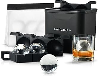 Premium Clear Ice Ball Maker Mold - Whiskey Ice Ball Maker Large 2.4 Inch - Crystal Clear Ice Maker Sphere - Sphere Ice Mold Maker with Storage Bag - Clear Ice Mold for Prepare 4 Balls at Once