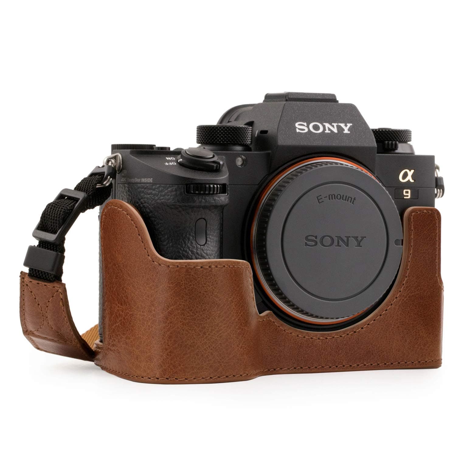 Ever Ready Genuine Leather Camera Half Case compatible with Sony Alpha A7 III, A7R III, A9
