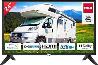 RCA RB24H2CU 12 Volt 24" inch HD TV, Freeview HD DVB-T2/C/S2 Dolby Audio Caravans Television, HD LED Backlighting Display, HDMI VGA PC Audio USB Travel TV, Small Screen for Motorhome and Campervan