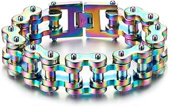 COOLSTEELANDBEYOND Heavy Sturdy Mens Motorcycle Chain Bike Chain Bracelet of Stainless Steel Silver Color Polished