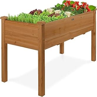 Best Choice Products 48x24x30in Raised Garden Bed, Elevated Wood Planter Box Stand for Gardening, Backyard, Patio, Balcony w/Bed Liner, Garden Accessories, 200lb Capacity - Acorn Brown