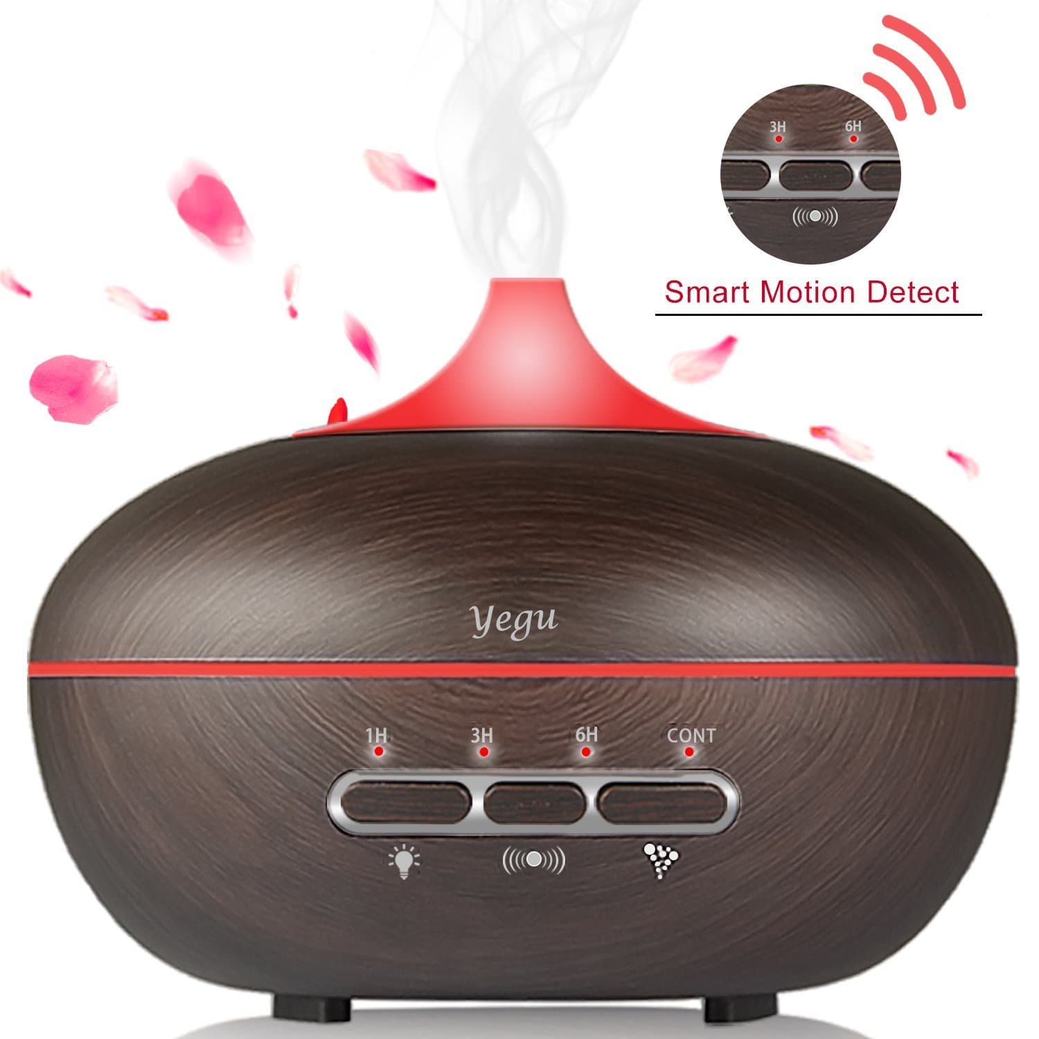 YEGU Black Diffuser Ultrasonic Scented Aroma Diffuser, Upgrade Aromatherapy Essential Humidifier Diffuser Air Purifiers with Automatic Sensor Switch Waterless or Rollover Auto Shut-Off 15 colours for Yoga, Spa, Home
