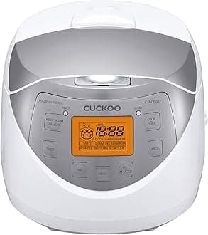 Cuckoo CR-0632F Multifunctional & Programmable Electric Rice Cooker, Intelligent Cooking Algorithm, 6 Cups (Uncooked) - 12 Cups (Cooked), Made in Korea, White/Silver